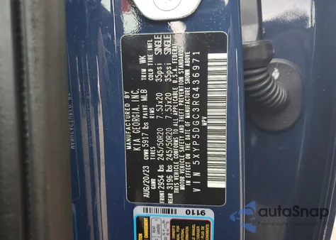 2024 Kia Telluride Sx из США, поврежденный, VIN 5XYP5DGC3RG436971